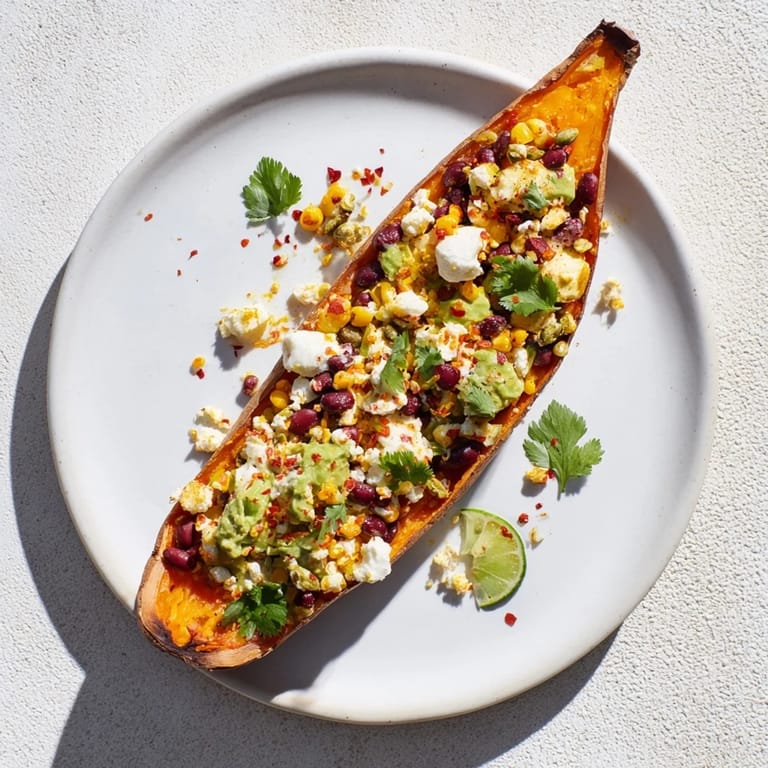 Steaming, cheesy Loaded Baked Sweet Potatoes, garnished with fresh cilantro, ready for a delicious meal.