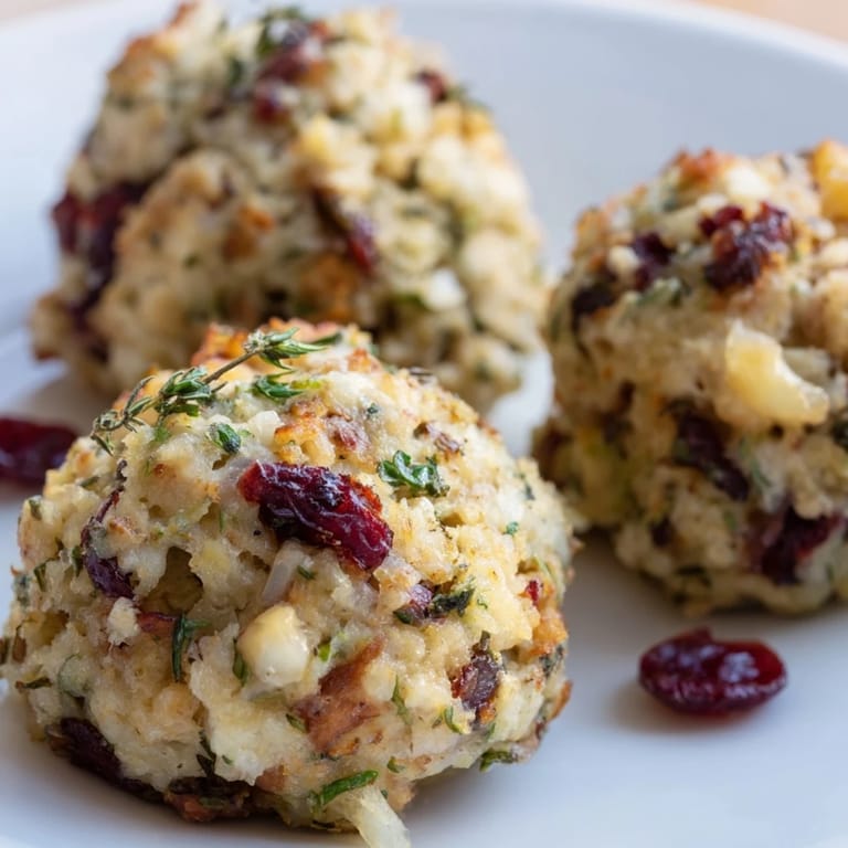These savory Quick Christmas Stuffing Balls are made with golden bread and fresh herbs, perfect for serving.