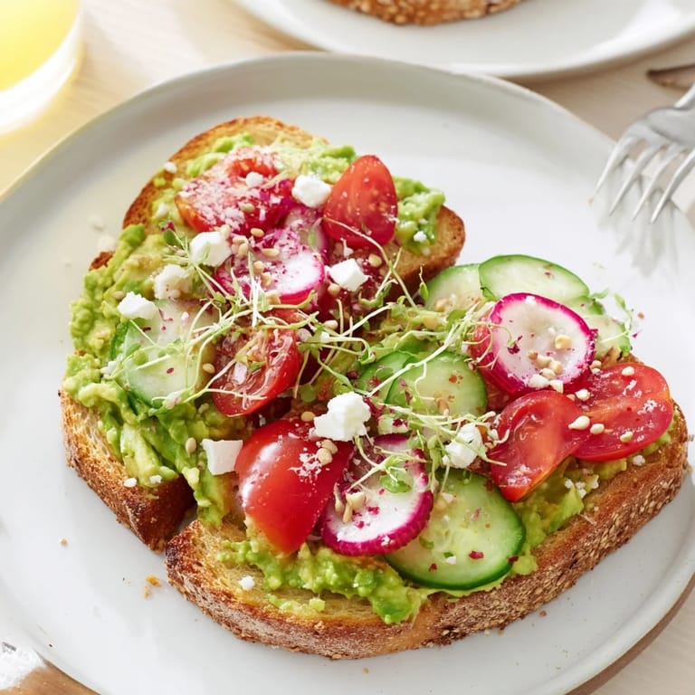 Imagine a vibrant Express Holiday Avocado Toast Bar with colorful toppings and fresh ingredients.