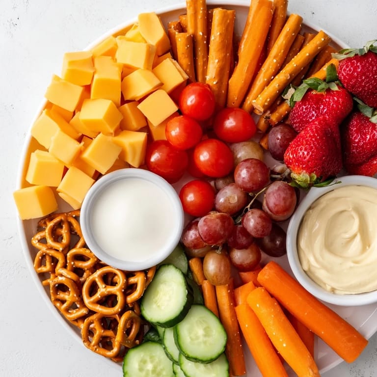 A delicious Fox & Friends Snack Tray loaded with fresh grapes, strawberries, and cheddar cheese cubes.