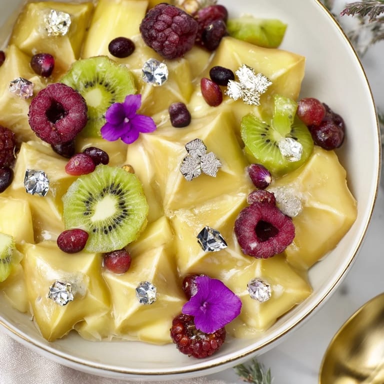 A beautifully arranged Luxury Diamond Engagement Platter, showcasing delicate pastries and vibrant, jewel-toned fruits.
