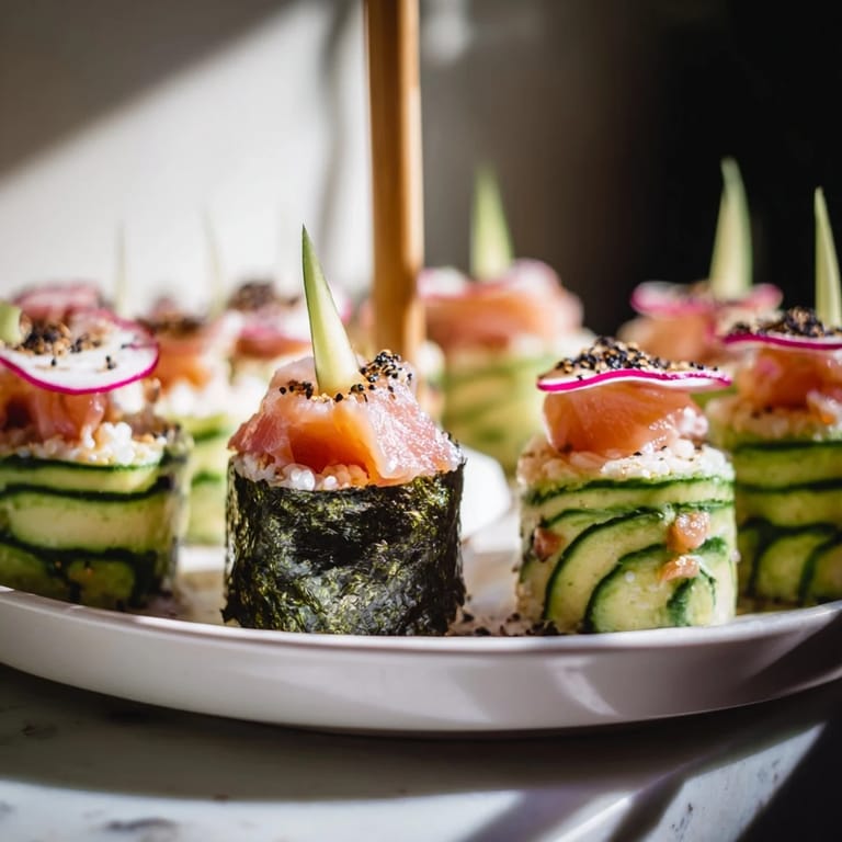 Delectable close-up of sushi sailboats, showcasing glistening fish and perfectly formed rice for your plate.