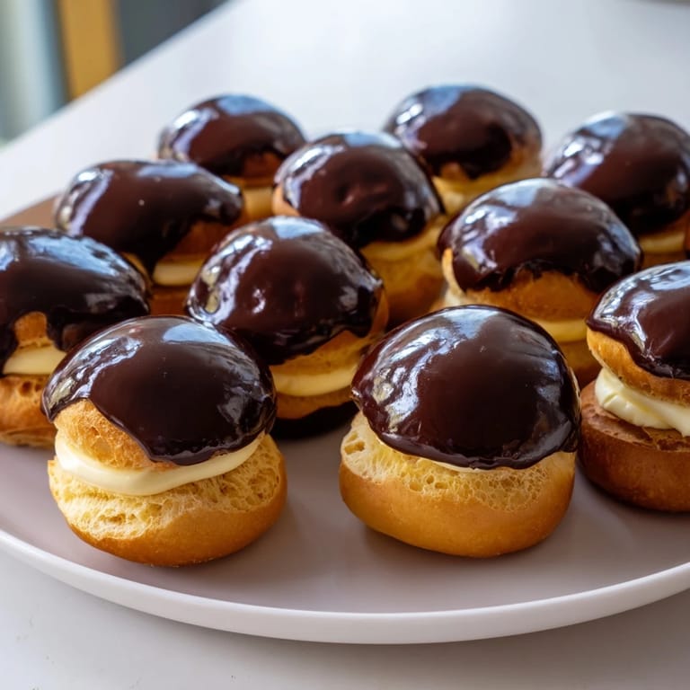 These mini chocolate éclairs, bite-sized delights, offer a tantalizing blend of creamy, sweet textures.