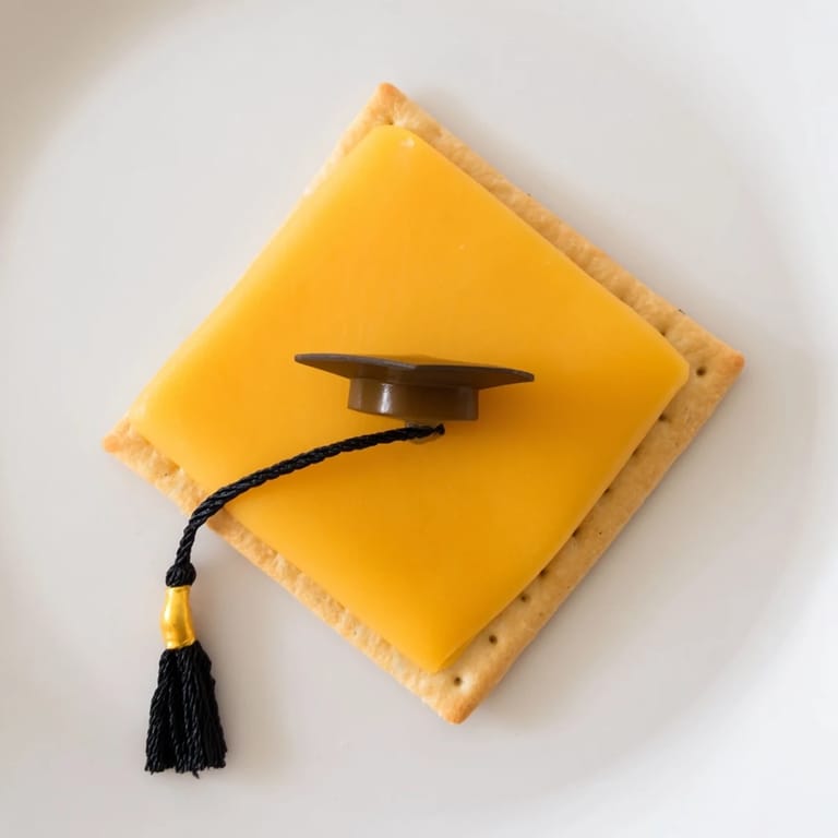 This photo features delicious Graduation Cap Snacks, perfect miniature appetizers for a graduation party spread.