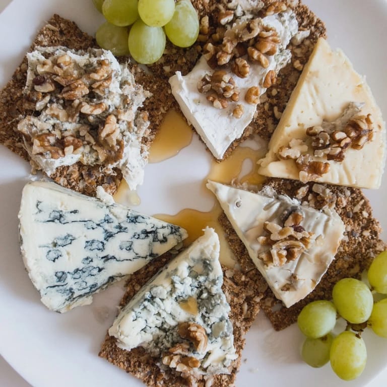 Appetizing The Blue Ridge Mountains cheese board: Stilton, Roquefort and gorgonzola create this beautiful, savory landscape.