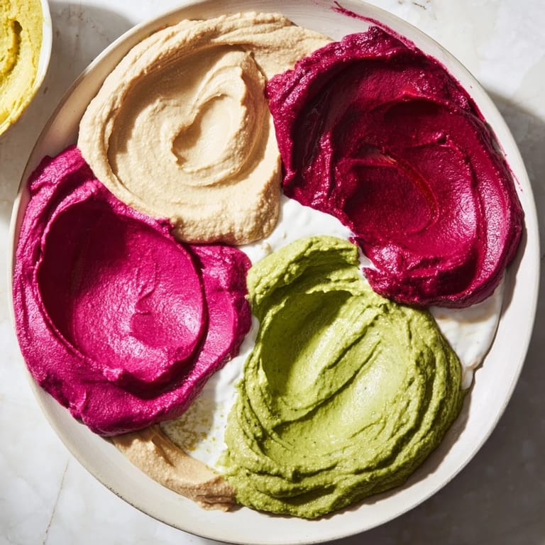 Delicious marble swirl dip: creamy, colorful, artfully marbled, served with crisp crackers.