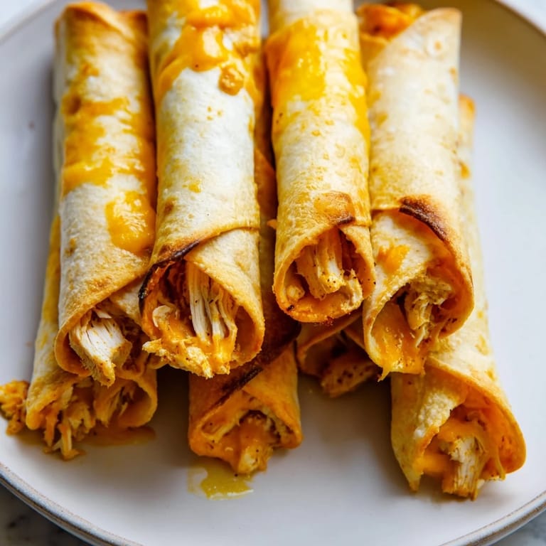 Close-up of crispy, air fryer taquitos: perfectly rolled, golden, and waiting to be dipped in sour cream.