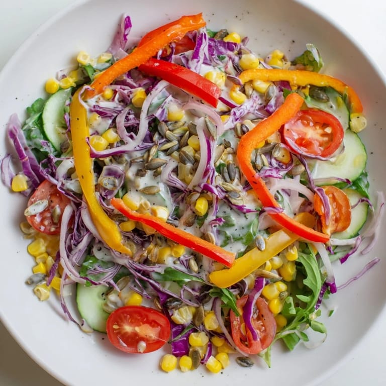 Fresh Rainbow Salad, a wholesome medley of crisp vegetables in a bright, inviting array of colors.