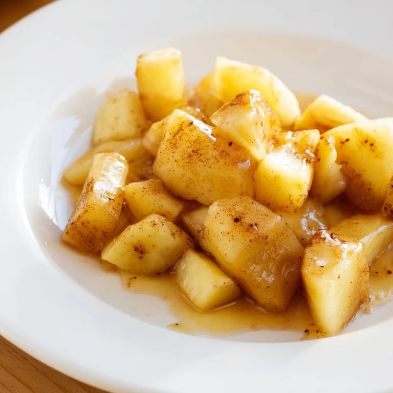 Steaming slow cooker stewed apples featuring chunky bites of tender, sweet, cinnamon-infused goodness.