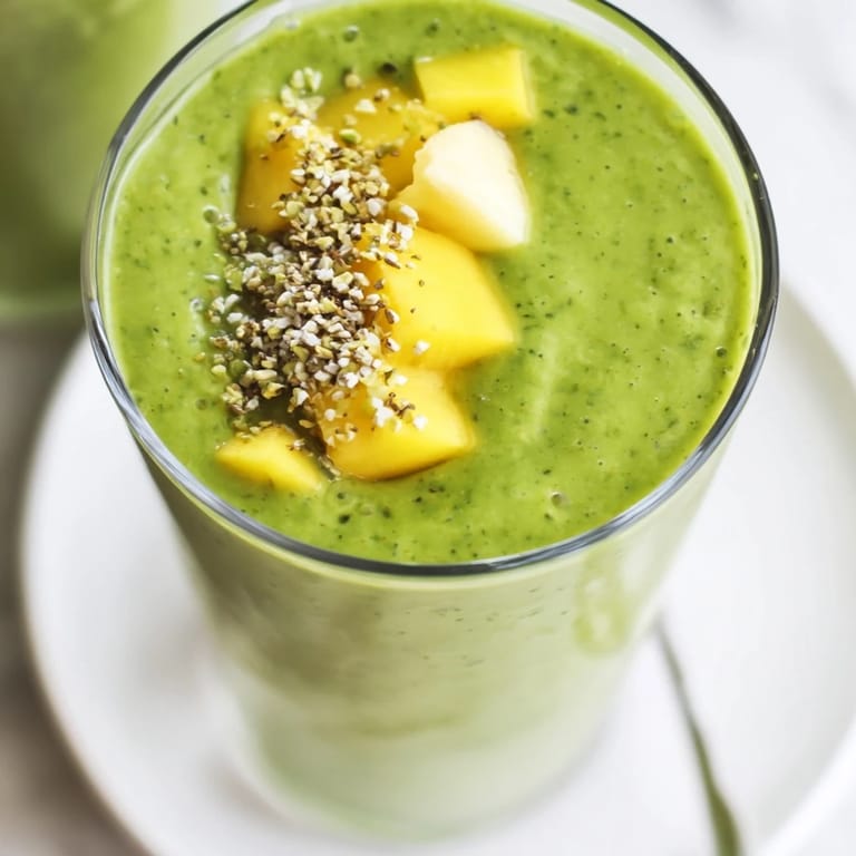 This refreshing Spinach-Hidden Smoothie boasts a creamy texture with the sweetness of tropical fruits.