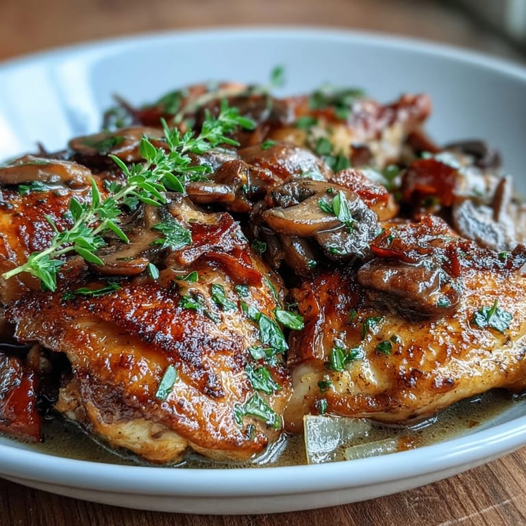Hearty Coq au Vin Rosé in a Dutch oven, garnished with parsley alongside roasted potatoes for a cozy dinner.