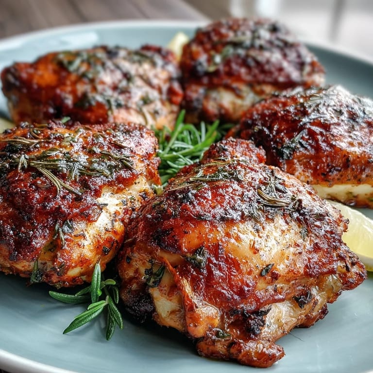 Savory Crispy Baked Bone-In Chicken Thighs feature smoky paprika seasoning, paired with roasted vegetables for a gluten-free weeknight dinner.