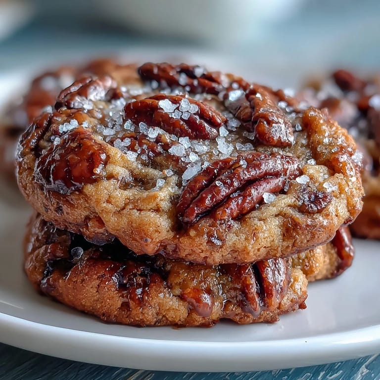 ALT text: Rich butter pecan cookies baked with toasted pecans and brown butter, finished with a sprinkle of sea salt.