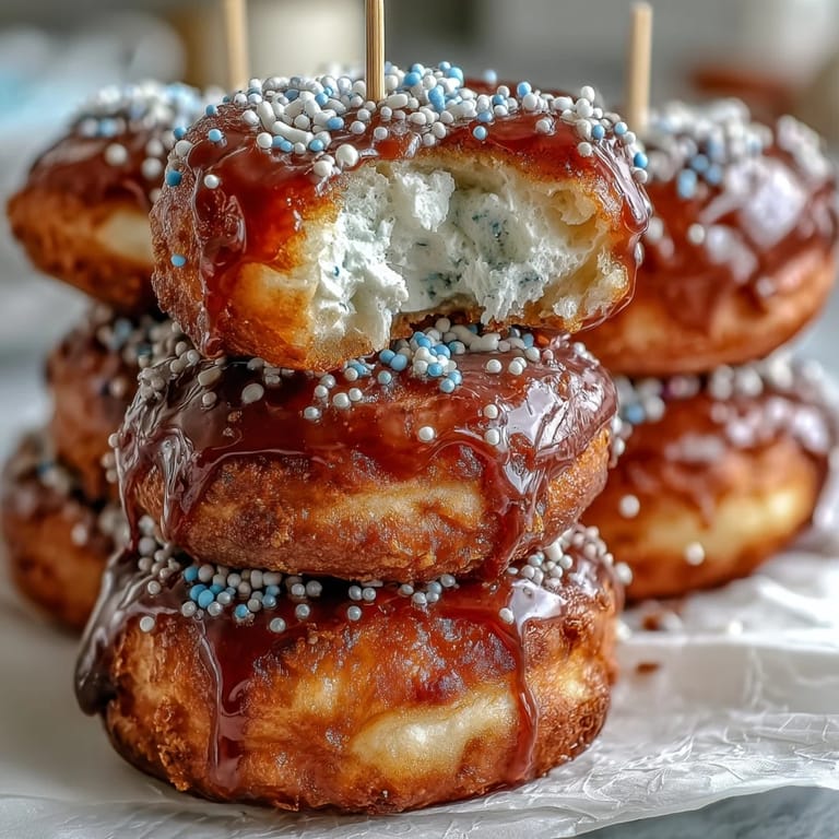 Colorful donut tower with sprinkles, ready to proudly serve at your graduation party.
