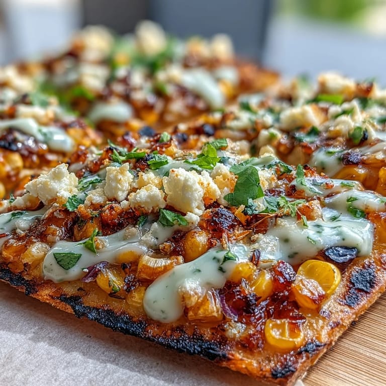 Savory Street Corn Flatbread, a quick & easy Mexican-inspired weeknight delight.