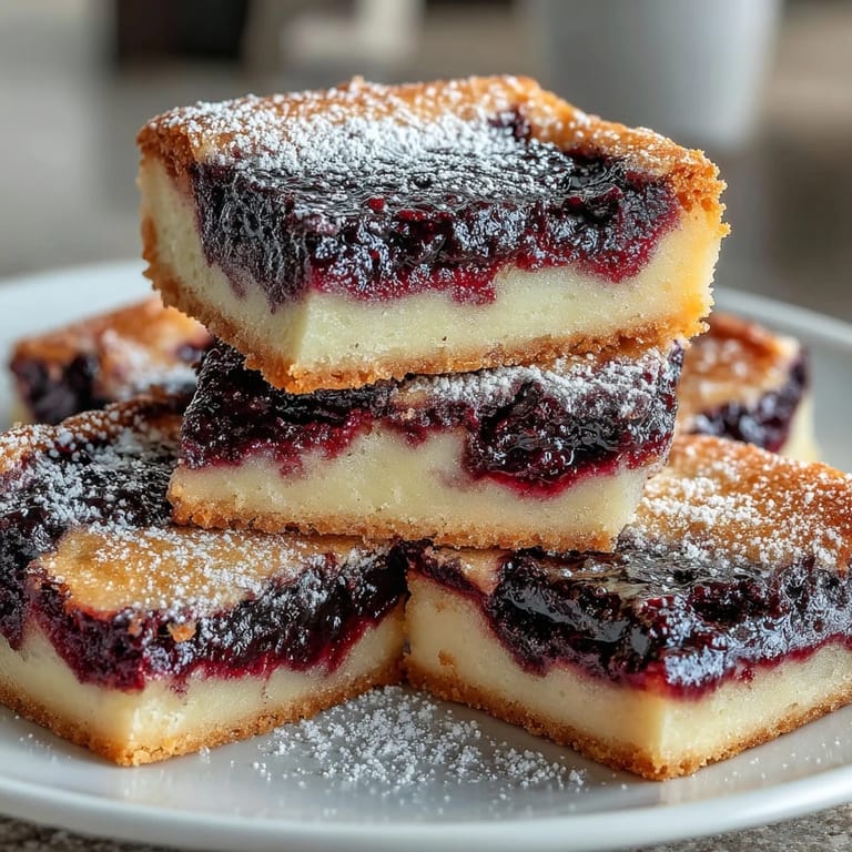 Enjoy vibrant blackberry lemon bars, a delightful shortbread crust confection.