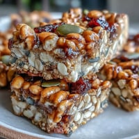 Wholesome nut-free granola bars with honey and oats, packed with seeds and dried fruit for a chewy, satisfying snack.
