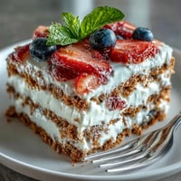 Memorial Day No-Bake Icebox Cake with juicy strawberries, creamy layers.